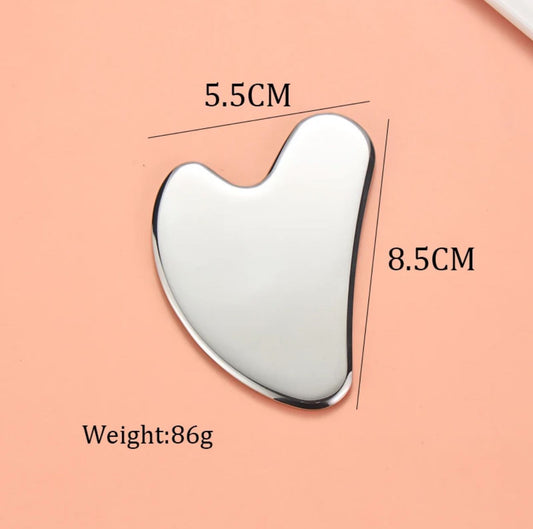 1pc Gua Sha Facial Tool Stainless Steel GuaSha Massage Tool Natural Universal Facial Silver Metal Gua Sha Board Beauty Skin Care